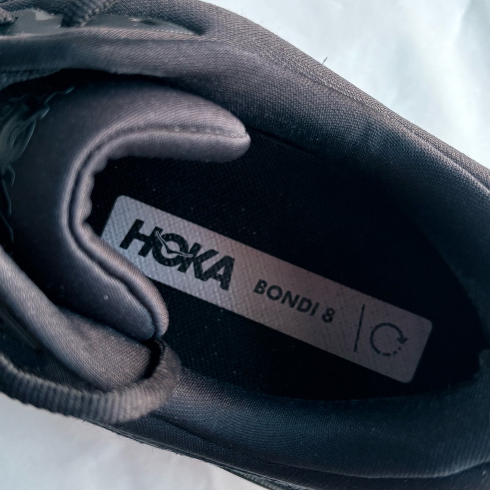 HOKA One One Bondi 8 Women’s 12 Triple Black Running Shoes Cushioned Trainer - Picture 10 of 12